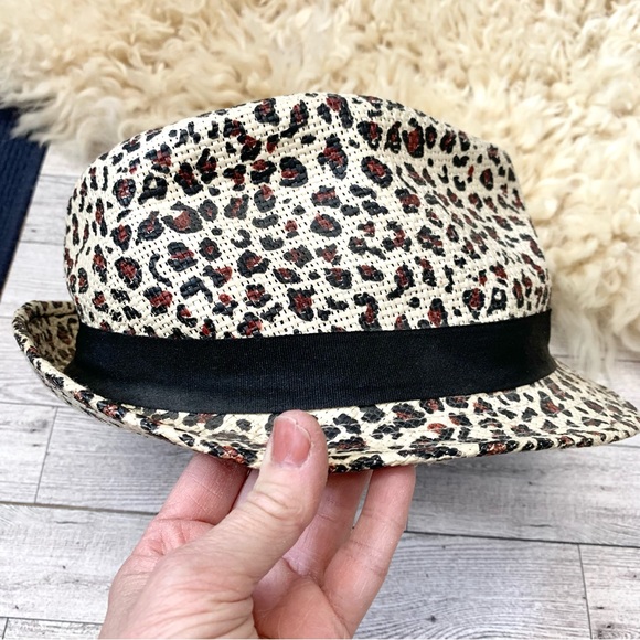 Straw Cheetah Print Fedora Beach Hat - Picture 3 of 10